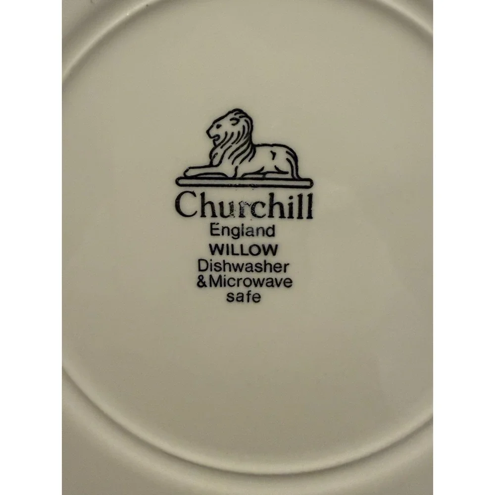 Set of 7 Churchill Blue Willow Dinner Plates 10" England Ironstone - Picture 5 of 10